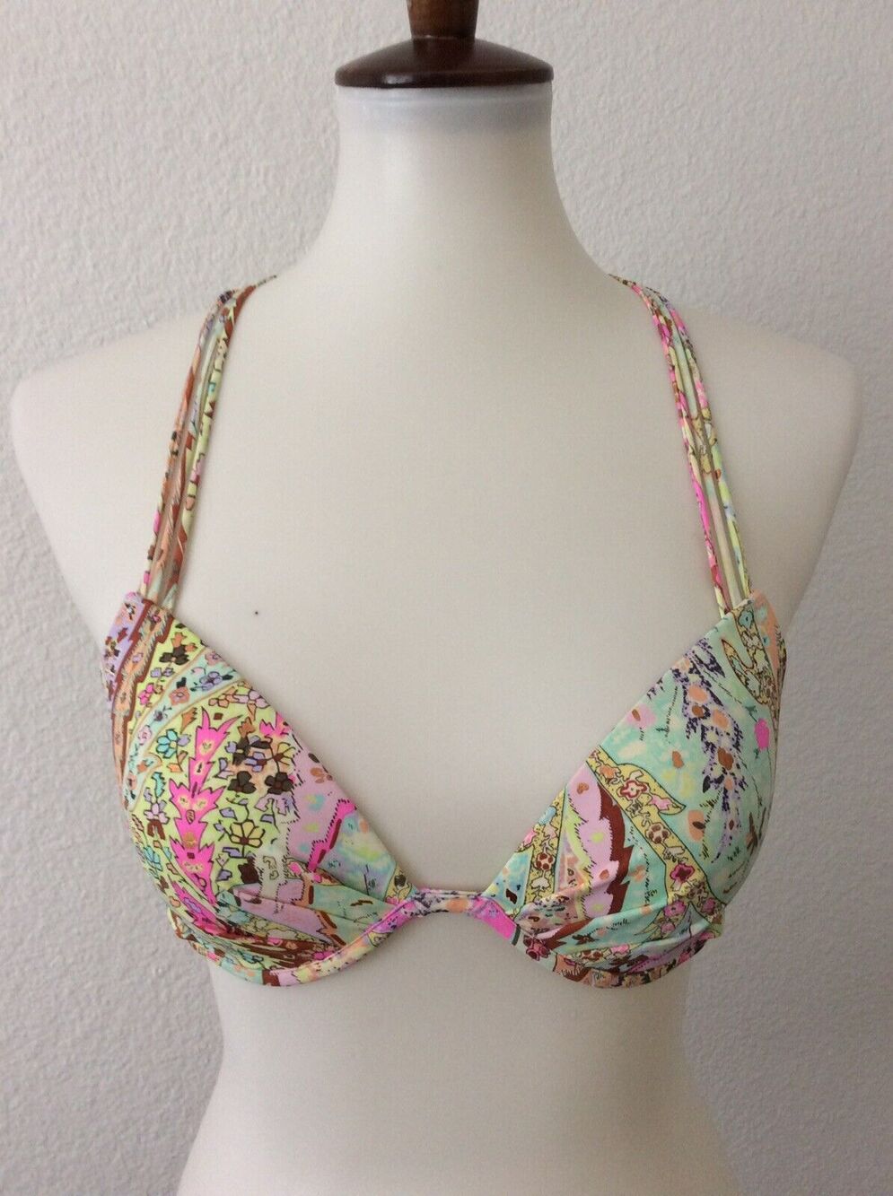 Victoria's Secret Bikini Top Pleated Multicolor Metallic Swimwear